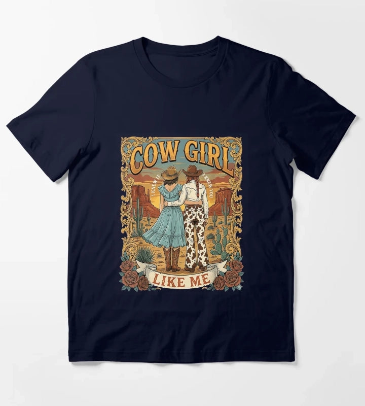I Knew It I Knew You Western Cowgirl Boots Women Kids Girls T-Shirt Navy
