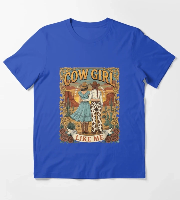 I Knew It I Knew You Western Cowgirl Boots Women Kids Girls T-Shirt Blue