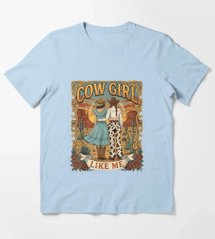 I Knew It I Knew You Western Cowgirl Boots Women Kids Girls T-Shirt Sky Blue