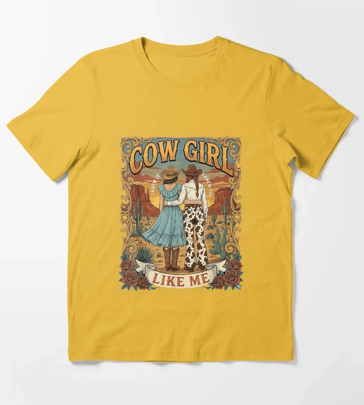 I Knew It I Knew You Western Cowgirl Boots Women Kids Girls T-Shirt Yellow