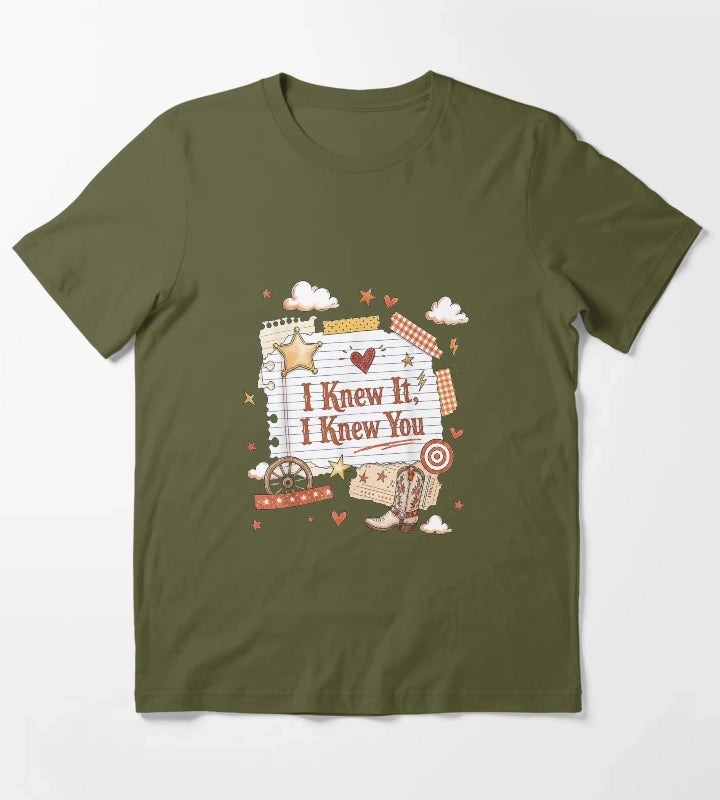 I Knew It I Knew You Western Cowgirl Women Kids Girl2 T-Shirt Olive Green