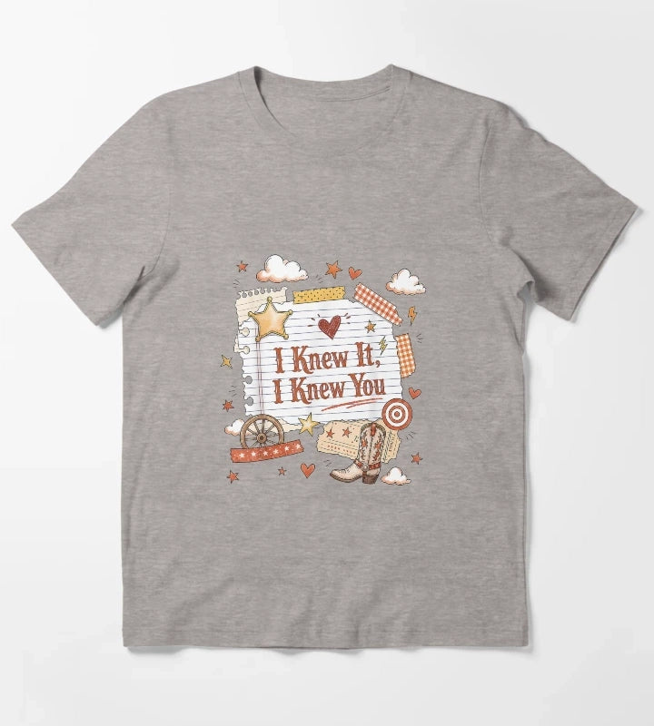 I Knew It I Knew You Western Cowgirl Women Kids Girl2 T-Shirt Heather Grey