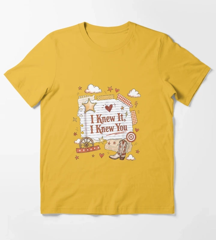 I Knew It I Knew You Western Cowgirl Women Kids Girl2 T-Shirt Yellow