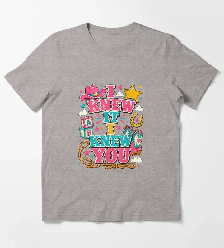 I Knew It I Knew You Western Cowgirl Women Kids Girl T-Shirt Heather Grey