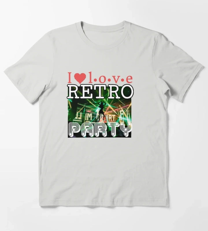 I Love Retro Party T-Shirt Light Grey