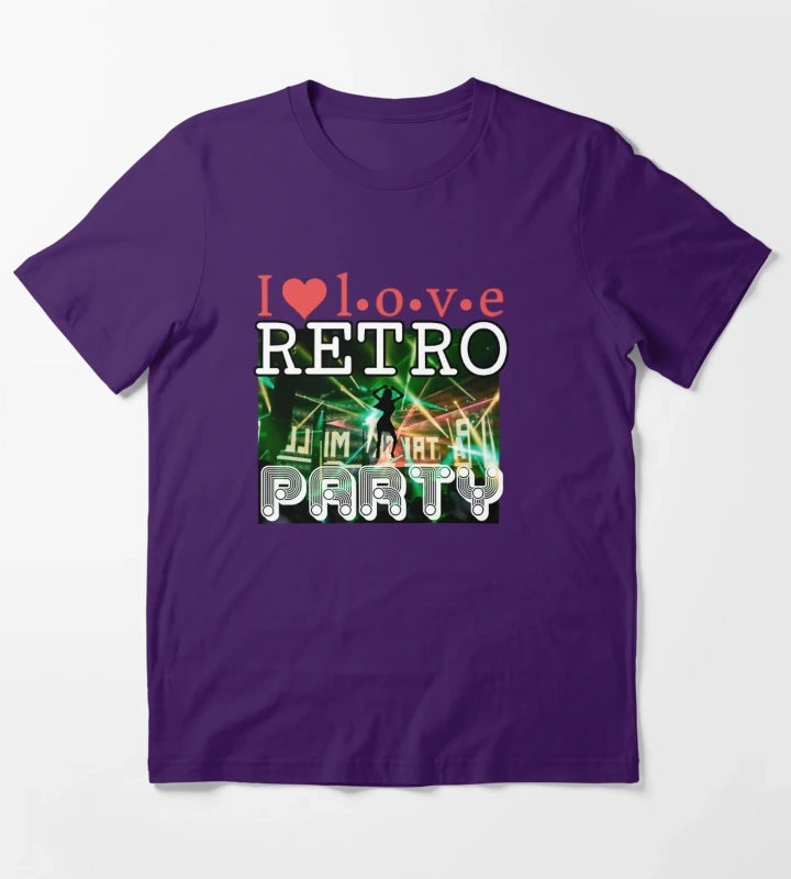 I Love Retro Party T-Shirt Purple