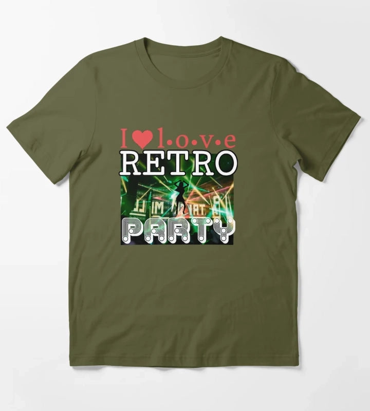 I Love Retro Party T-Shirt Olive Green