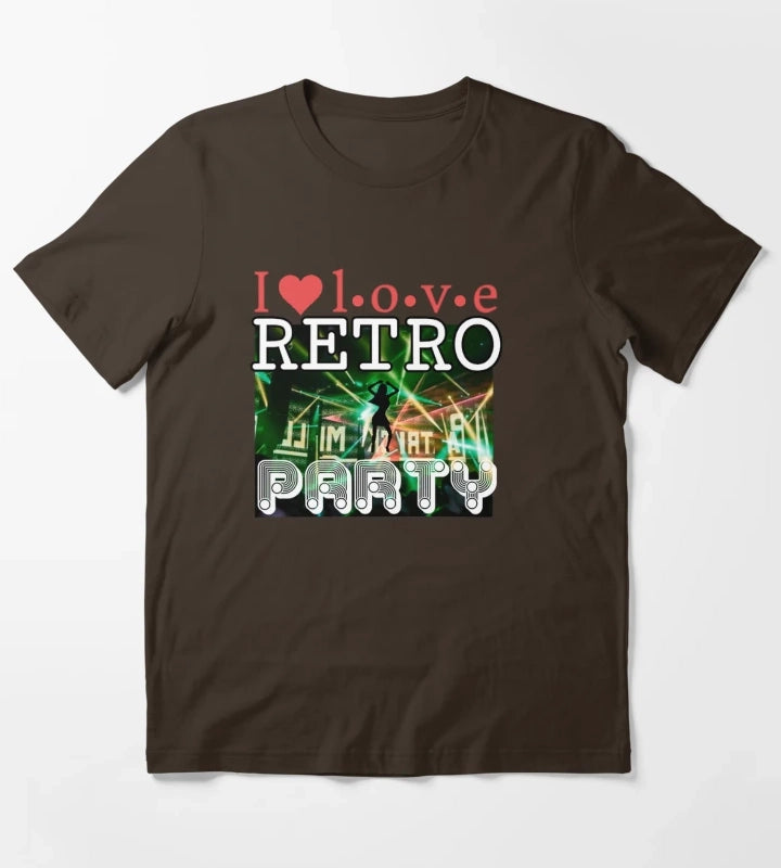 I Love Retro Party T-Shirt Brown