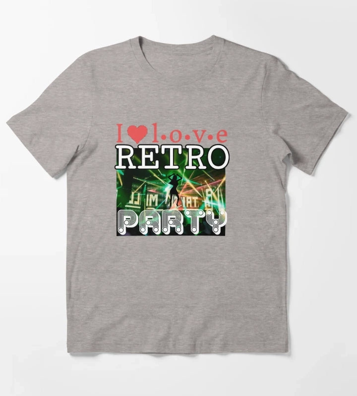 I Love Retro Party T-Shirt Heather Grey