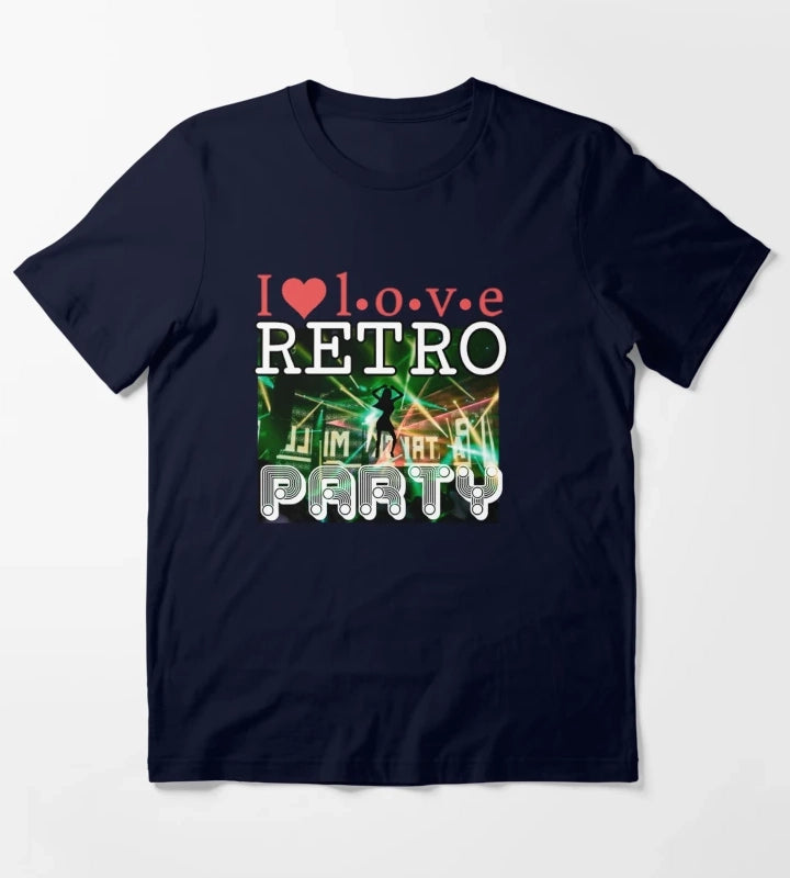 I Love Retro Party T-Shirt Navy