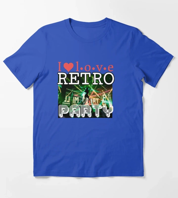 I Love Retro Party T-Shirt Blue