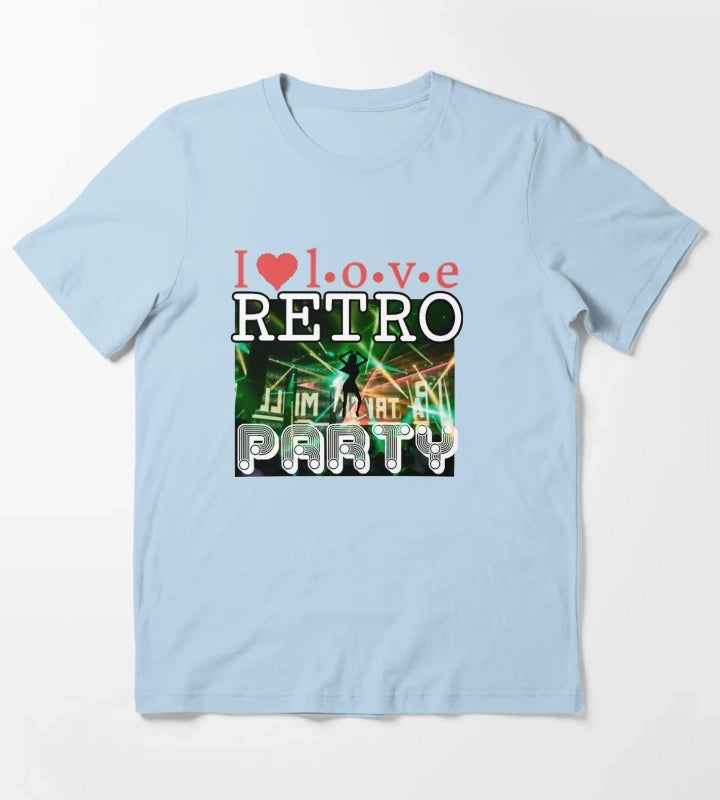 I Love Retro Party T-Shirt Sky Blue