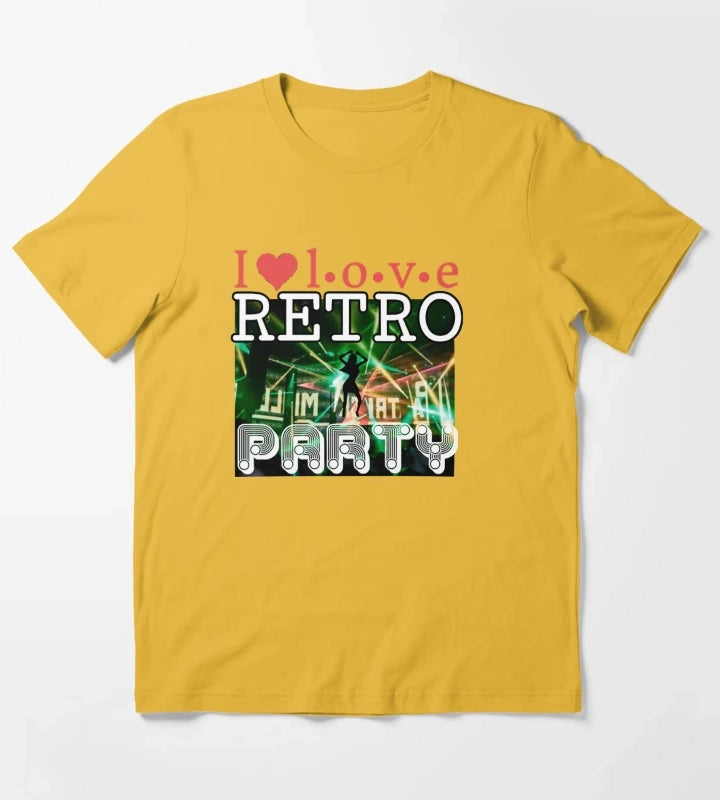 I Love Retro Party T-Shirt Yellow