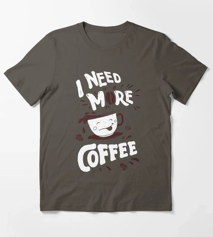 I Need More Coffee Funny Kawaii Coffee Cup Cute Kawaii T-Shirt Dark Grey
