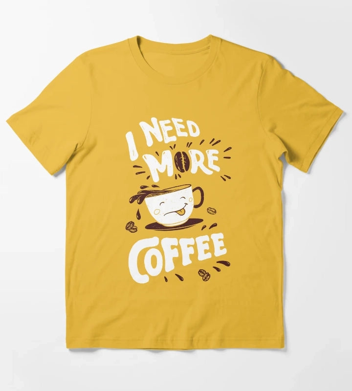 I Need More Coffee Funny Kawaii Coffee Cup Cute Kawaii T-Shirt Yellow