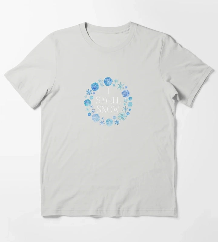 I Smell Snow Winter Snow Flakes T-Shirt Light Grey