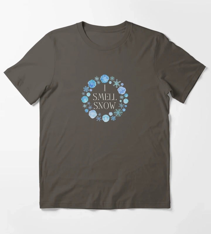 I Smell Snow Winter Snow Flakes T-Shirt Dark Grey
