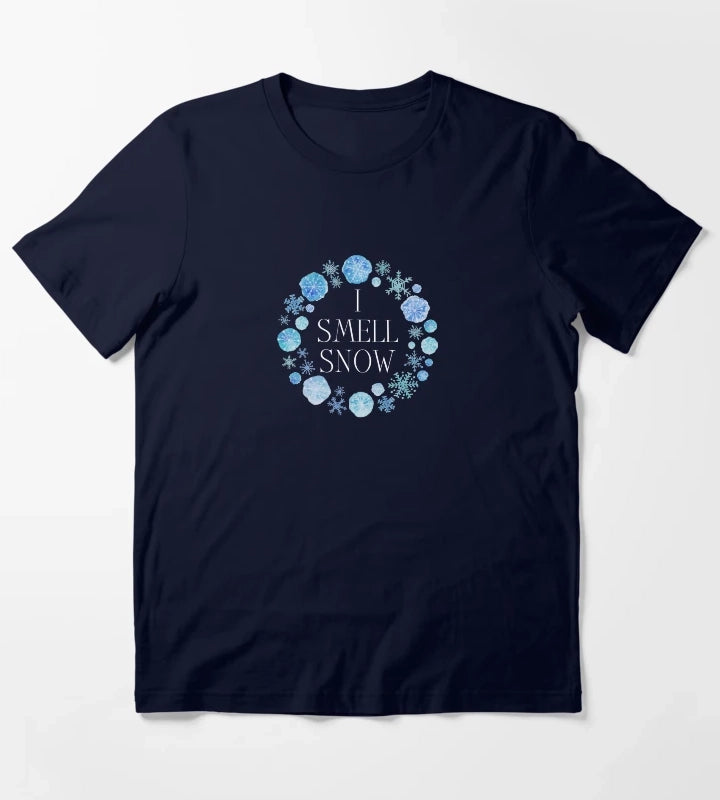I Smell Snow Winter Snow Flakes T-Shirt Navy