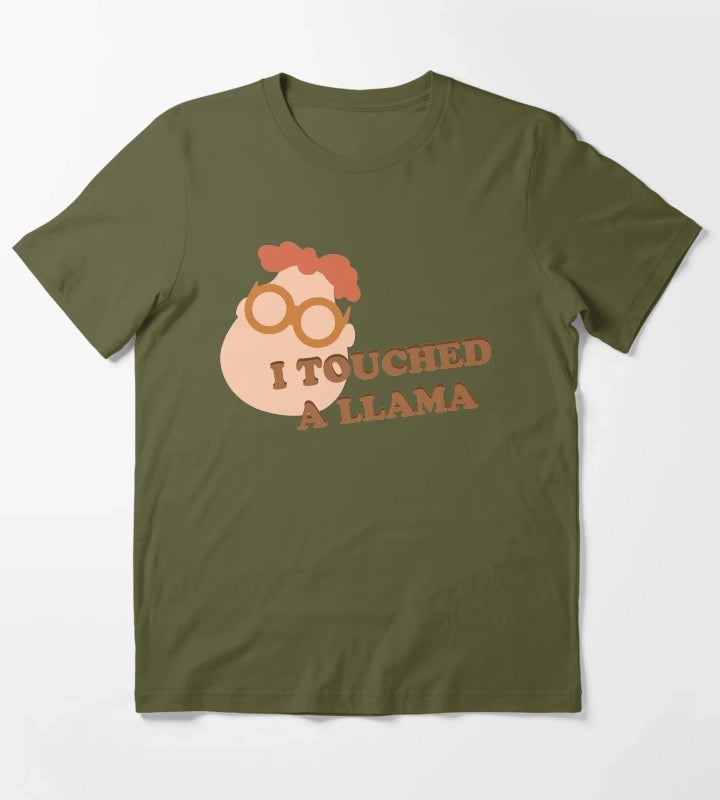 I Touched A Llama Carl T-Shirt Olive Green