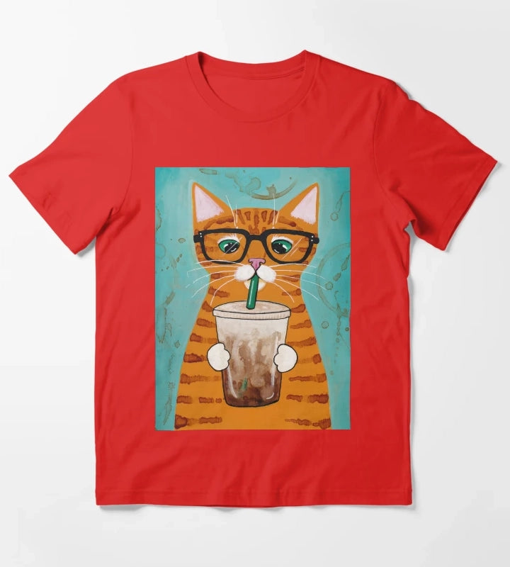 Iced Coffee Cat T-Shirt Red