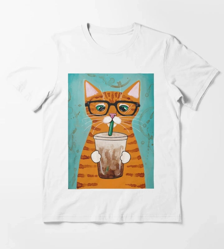 Iced Coffee Cat T-Shirt White