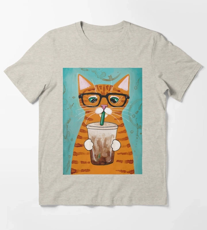 Iced Coffee Cat T-Shirt Cream