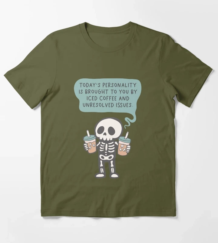 Iced Coffee Personality T-Shirt Olive Green