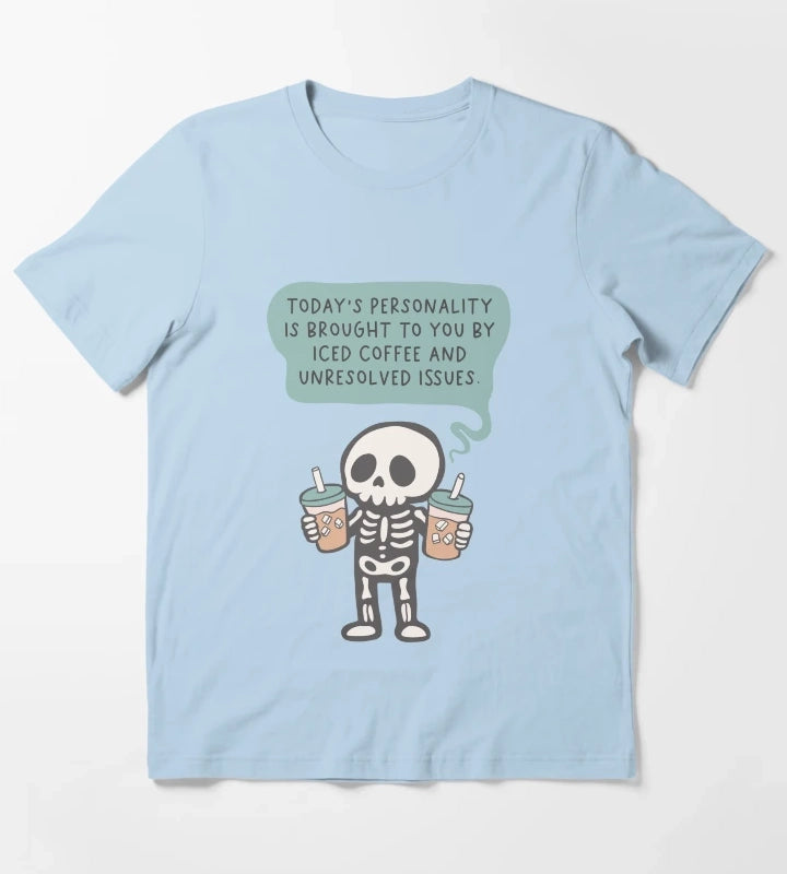 Iced Coffee Personality T-Shirt Sky Blue
