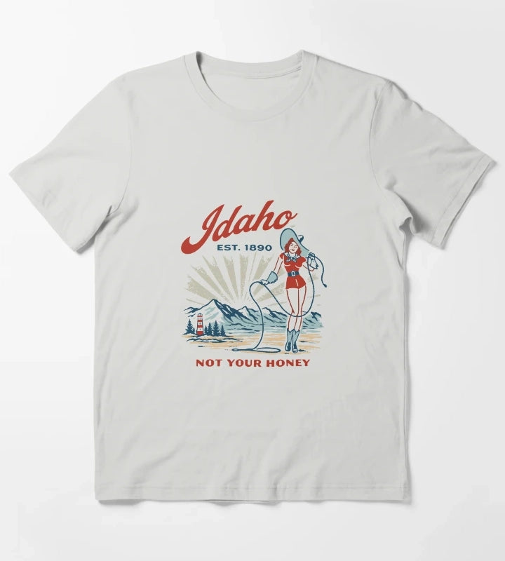 Idaho Retro Cowgirl TShirt T-Shirt Light Grey