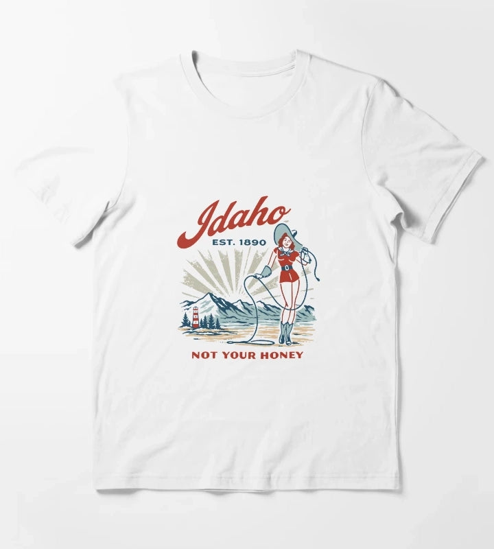 Idaho Retro Cowgirl TShirt T-Shirt White
