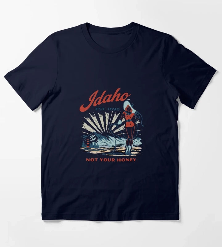 Idaho Retro Cowgirl TShirt T-Shirt Navy