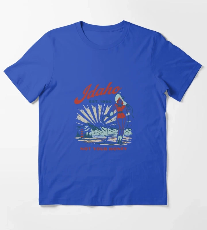 Idaho Retro Cowgirl TShirt T-Shirt Blue