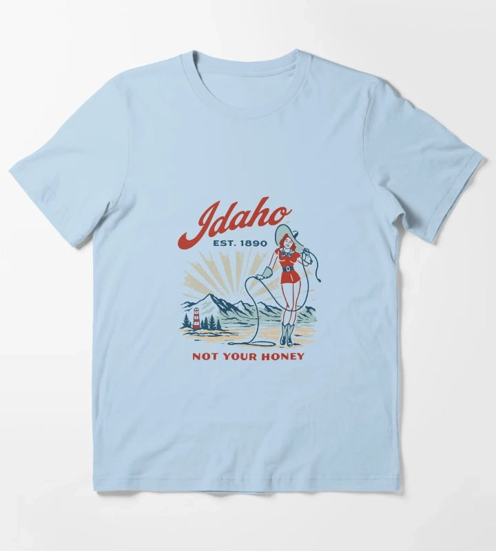 Idaho Retro Cowgirl TShirt T-Shirt Sky Blue