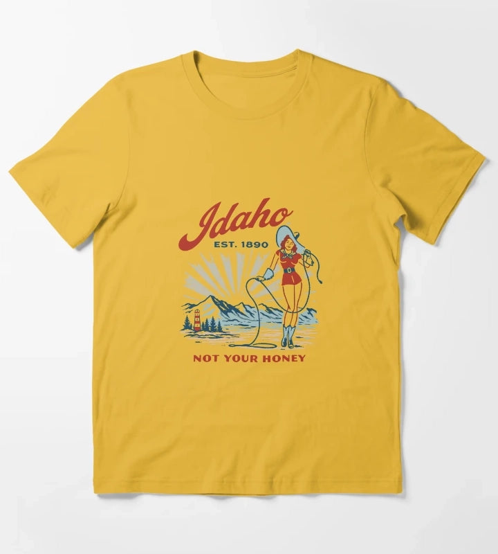 Idaho Retro Cowgirl TShirt T-Shirt Yellow