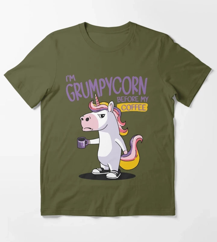 Im Grumpycorn Before My Coffee T-Shirt Olive Green