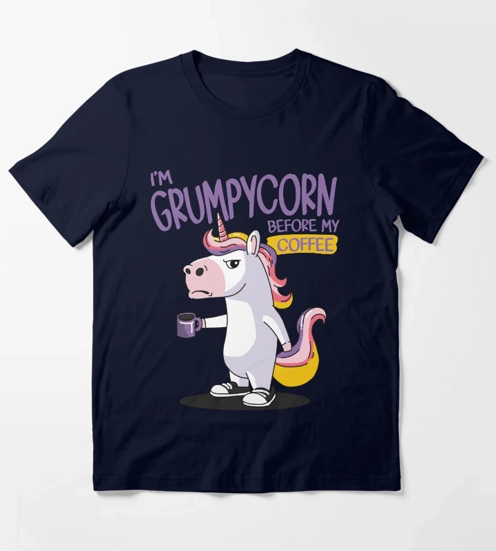 Im Grumpycorn Before My Coffee T-Shirt Navy
