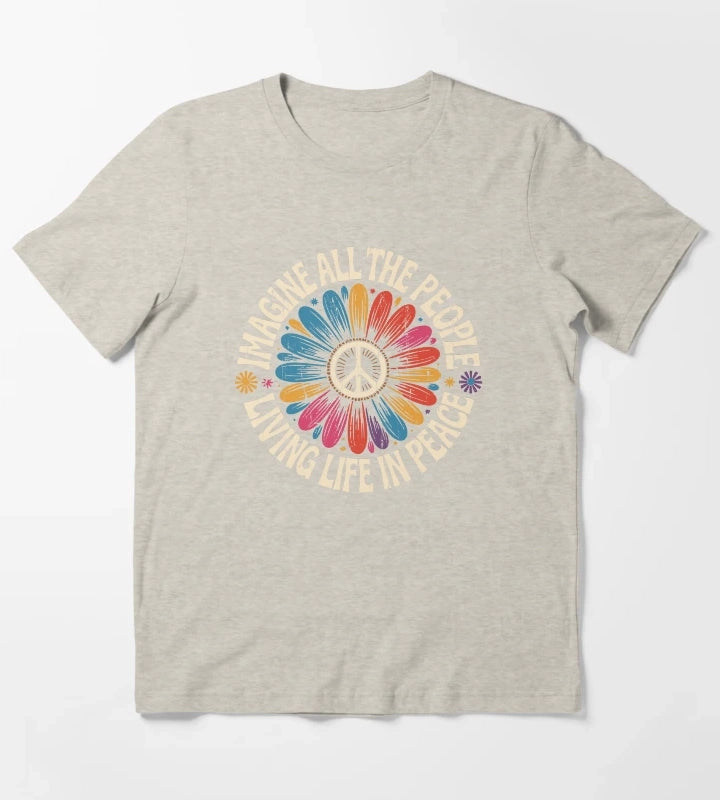 Imagine All The People Living Life In Peace T-Shirt Cream