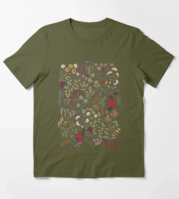 Impossible Flowers T-Shirt Olive Green