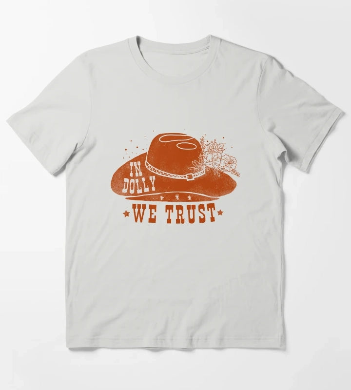 In Dolly We Trust Cowgirl T-Shirt Light Grey