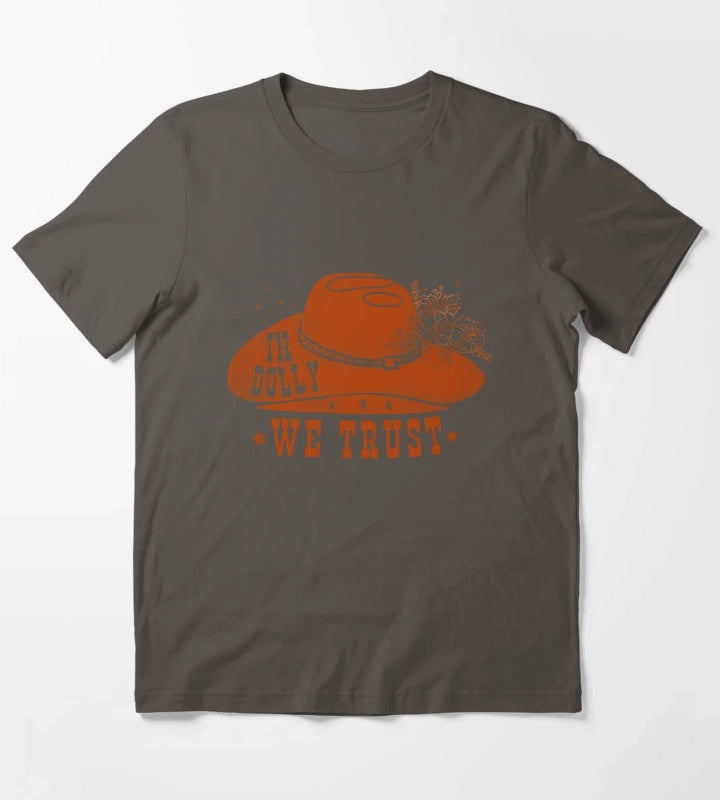 In Dolly We Trust Cowgirl T-Shirt Dark Grey