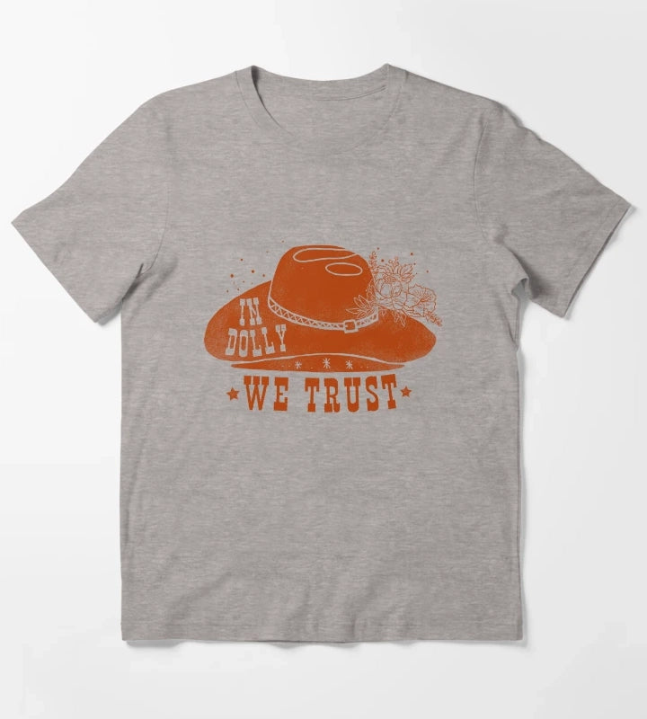 In Dolly We Trust Cowgirl T-Shirt Heather Grey