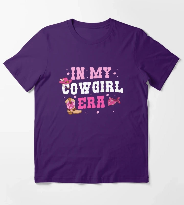 In My Cowgirl Era Groovy Cute Rodeo Western Country Southern T-Shirt Purple