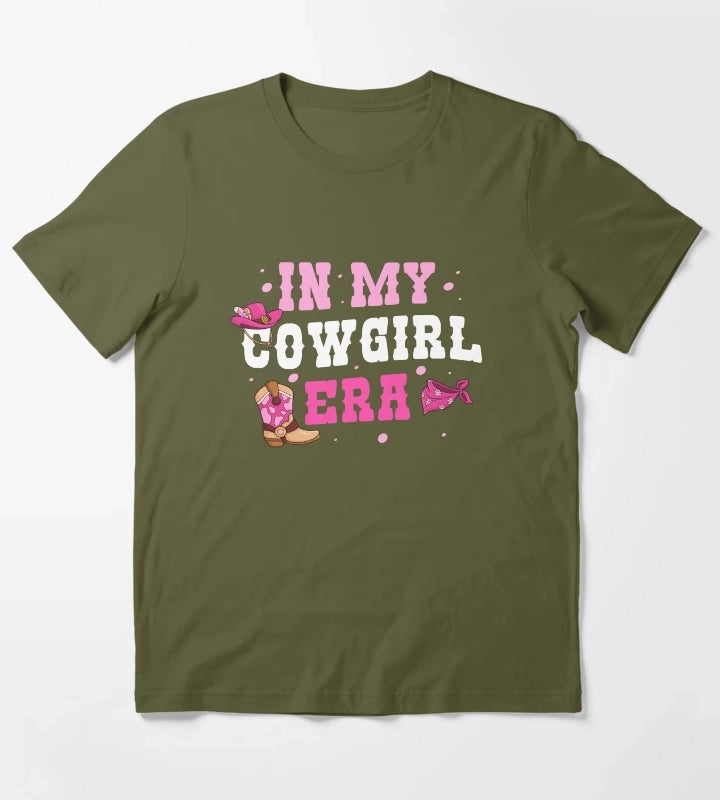 In My Cowgirl Era Groovy Cute Rodeo Western Country Southern T-Shirt Olive Green