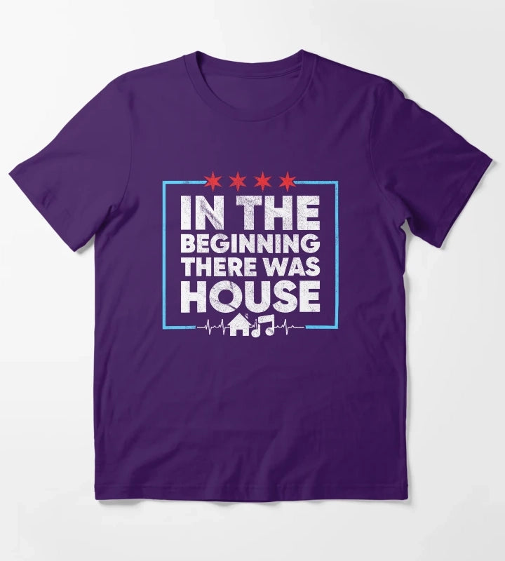 In The Beginning There Was House Music DJ T-Shirt Purple