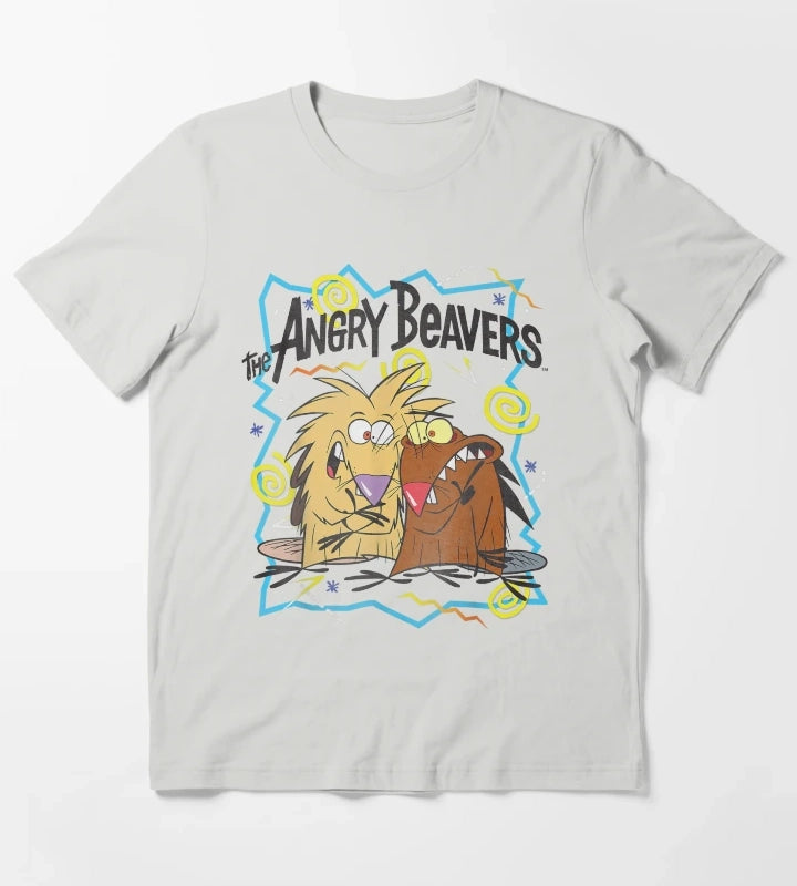 Insane Humorous Crazy Beavers T-Shirt Light Grey