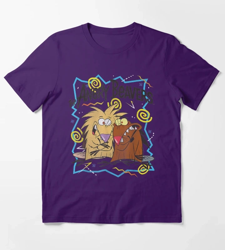 Insane Humorous Crazy Beavers T-Shirt Purple