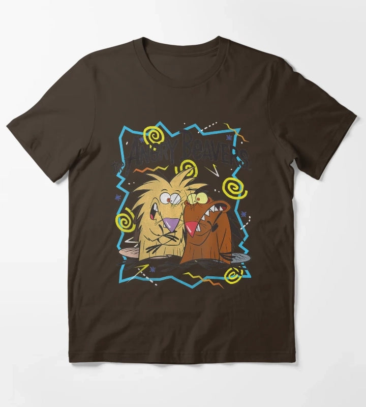 Insane Humorous Crazy Beavers T-Shirt Brown