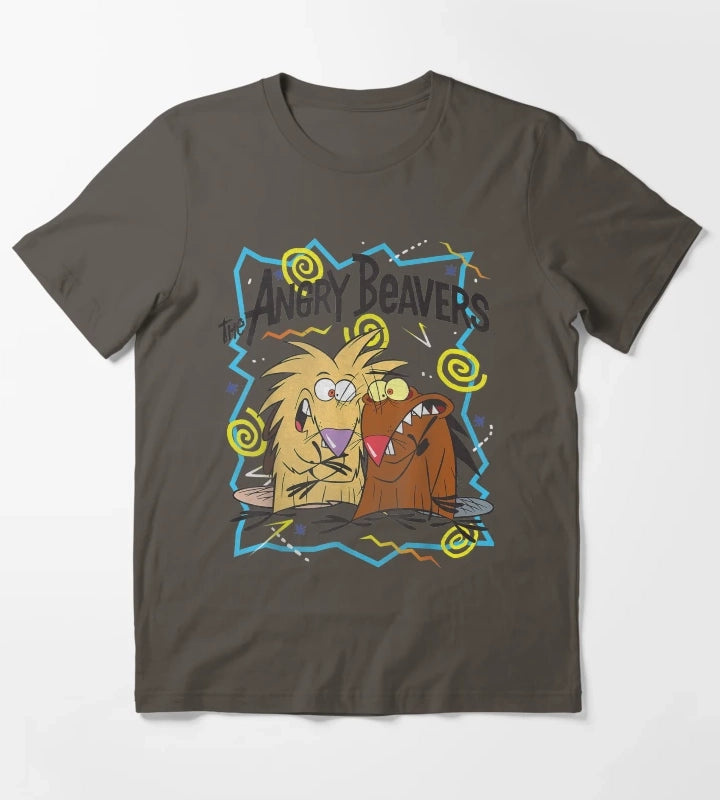 Insane Humorous Crazy Beavers T-Shirt Dark Grey
