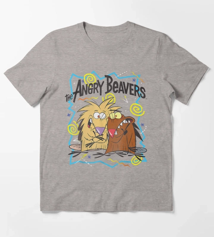 Insane Humorous Crazy Beavers T-Shirt Heather Grey