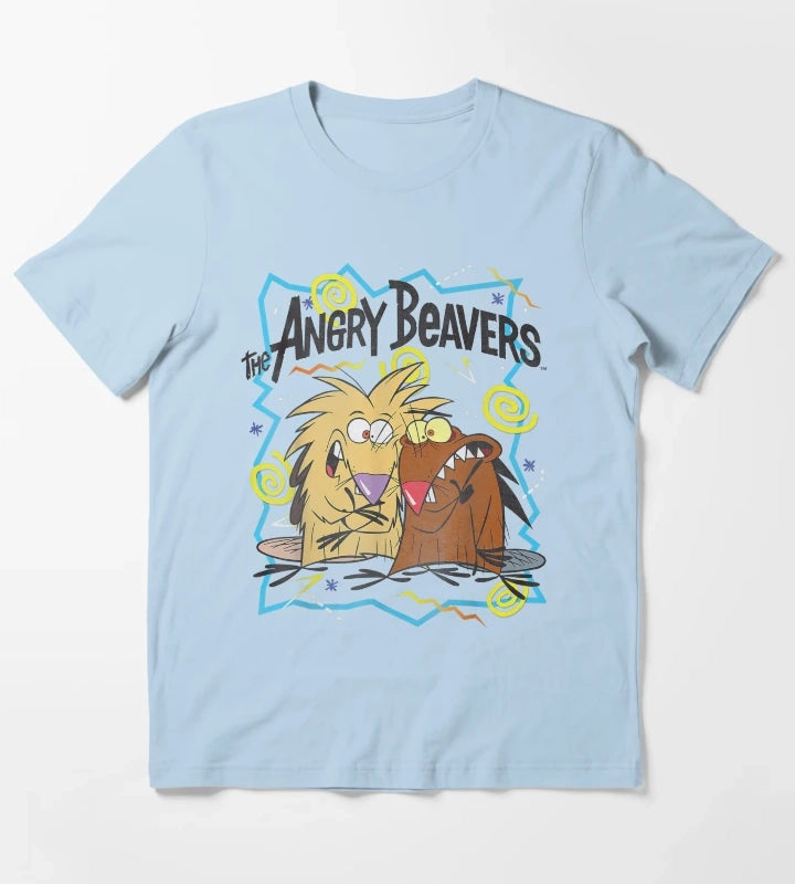 Insane Humorous Crazy Beavers T-Shirt Sky Blue
